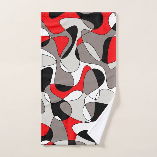 Abstract patroon - rood en grijs. handdoek (Handdoek)
