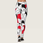 Abstract patroon - rood en wit. leggings (Achterkant)