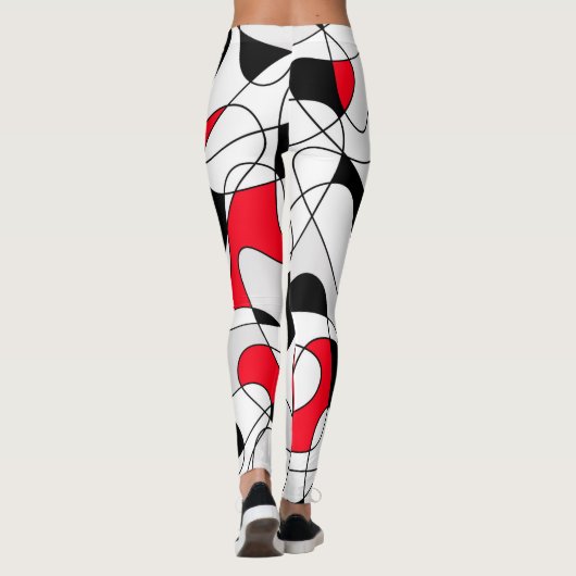 Abstract patroon - rood en wit. leggings (Achterkant)