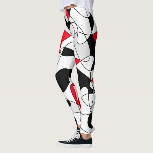 Abstract patroon - rood en wit. leggings (Links)