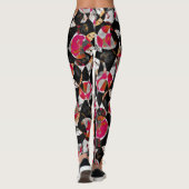 Abstract patroon rood en zwart leggings (Achterkant)