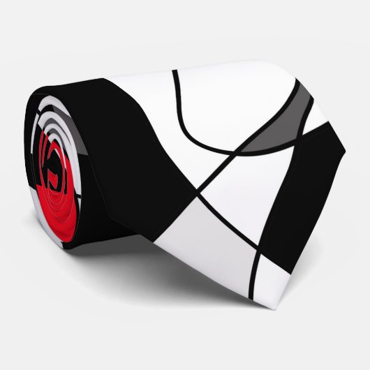 Abstract patroon - rood, grijs, zwart en wit. stropdas (Opgerold)