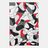 Abstract patroon - rood, grijs, zwart en wit. theedoek (Verticaal)