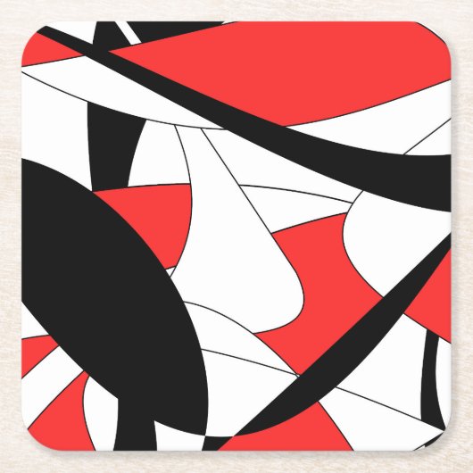 Abstract patroon - rood kartonnen onderzetters (Voorkant)