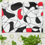 Abstract patroon - rood, zwart en wit. theedoek (Gevouwen)