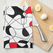 Abstract patroon - rood, zwart en wit. theedoek (Quarter Fold)