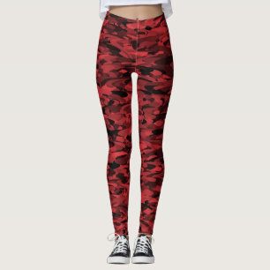 Abstract patroon rood zwart leggings
