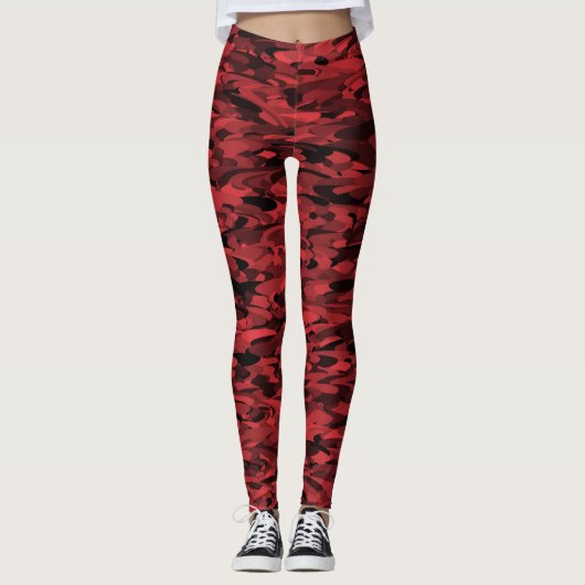 Abstract patroon rood zwart leggings (Voorkant)