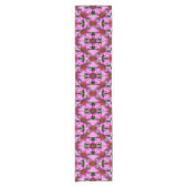 Abstract patroon roze Daisy Flowers Korte Tafelloper (Voorkant)
