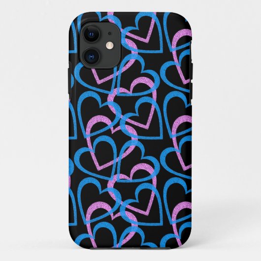 Abstract patroon roze en blauw hart Case-Mate iPhone case (Achterkant)