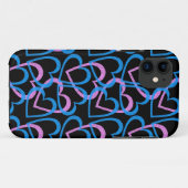 Abstract patroon roze en blauw hart Case-Mate iPhone case (Achterkant (horizontaal))