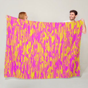 Abstract patroon roze geel oranje fleece deken