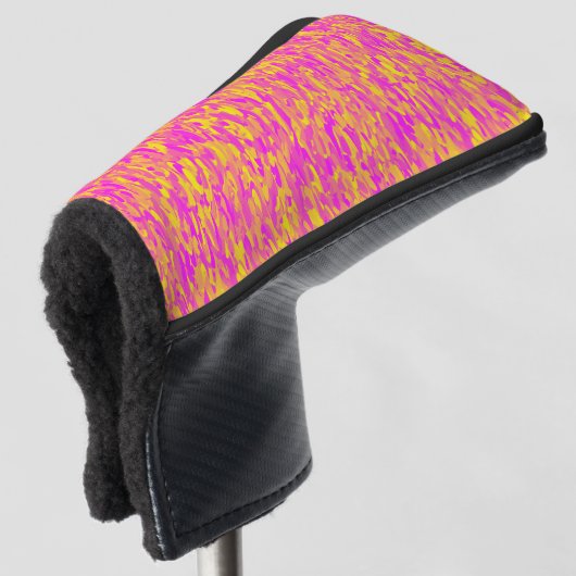 Abstract patroon roze geel oranje golfheadcover (3/4 voorkant)
