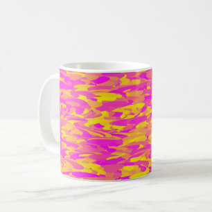 Abstract patroon roze geel oranje koffiemok