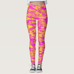 Abstract patroon roze geel oranje leggings