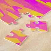 Abstract patroon roze geel oranje legpuzzel (Zijkant)