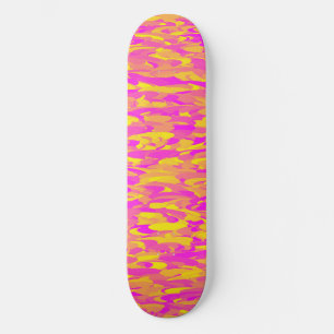 Abstract patroon roze geel oranje persoonlijk skateboard