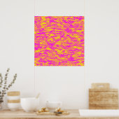 Abstract patroon roze geel oranje poster (Keuken)