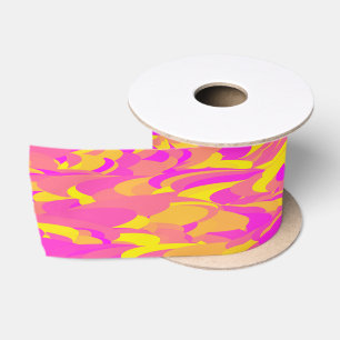Abstract patroon roze geel oranje satijnen lint