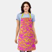 Abstract patroon roze geel oranje schort (Gedragen)