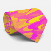Abstract patroon roze geel oranje stropdas (Opgerold)
