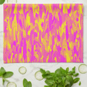 Abstract patroon roze geel oranje theedoek (Gevouwen)