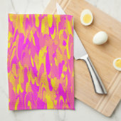 Abstract patroon roze geel oranje theedoek (Quarter Fold)