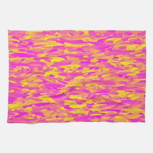 Abstract patroon roze geel oranje theedoek (Horizontaal)