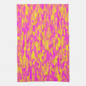 Abstract patroon roze geel oranje theedoek (Verticaal)