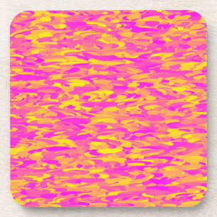 Abstract Patroon Roze Geel Sinaasappel Bier Onderzetter