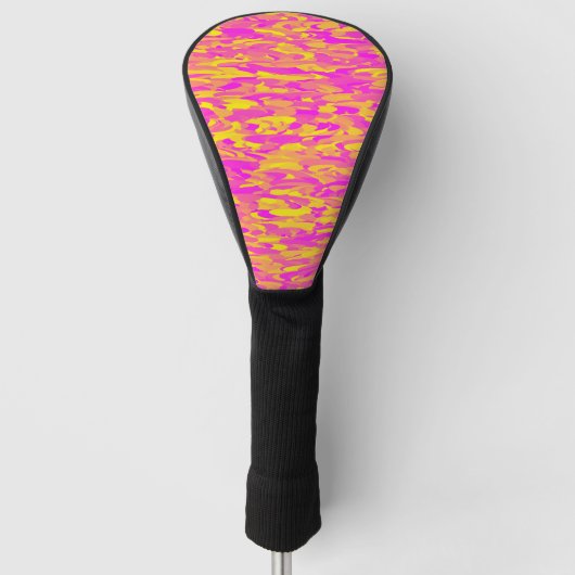 Abstract Patroon Roze Geel Sinaasappel Golfheadcover (Voorkant)