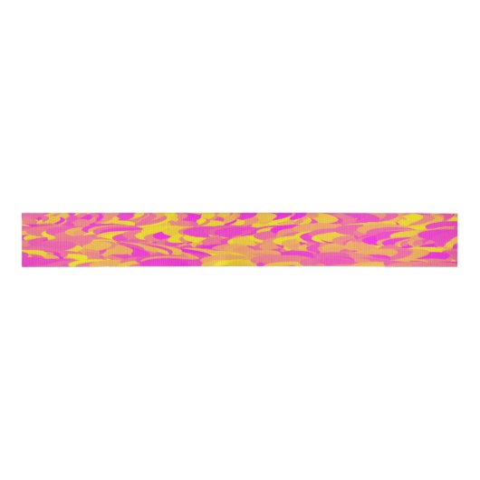 Abstract Patroon Roze Geel Sinaasappel Grosgrain Lint (Voorkant)