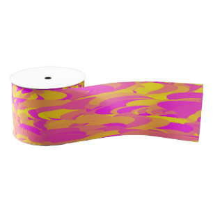 Abstract Patroon Roze Geel Sinaasappel Grosgrain Lint