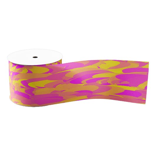 Abstract Patroon Roze Geel Sinaasappel Grosgrain Lint (Spoel)