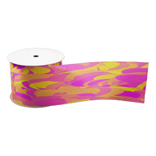 Abstract Patroon Roze Geel Sinaasappel Satijnen Lint