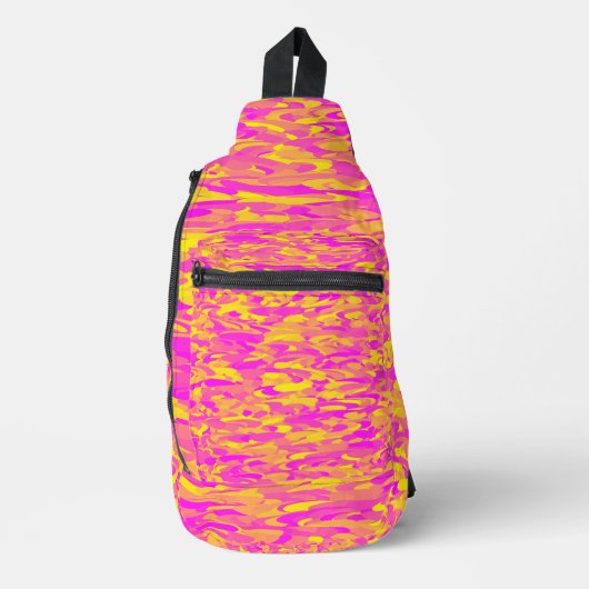 Abstract Patroon Roze Geel Sinaasappel Sling Bag (Voorkant)