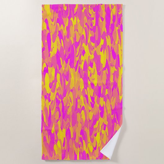 Abstract Patroon Roze Geel Sinaasappel Strandlaken (Voorkant)