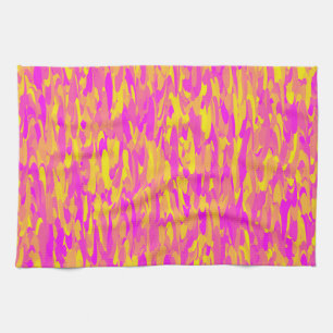 Abstract Patroon Roze Geel Sinaasappel Theedoek