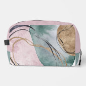 Abstract Patroon Roze Goud en Groene Dopp Kit Toilettasje (Voorkant)