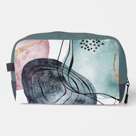Abstract Patroon Roze Goud en Groene Dopp Kit Toilettasje (Voorkant)