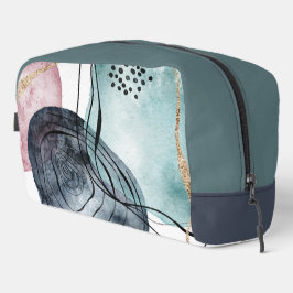 Abstract Patroon Roze Goud en Groene Dopp Kit Toilettasje