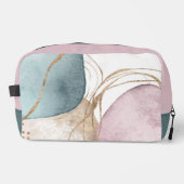 Abstract Patroon Roze Goud en Groene Dopp Kit Toilettasje (Voorkant)