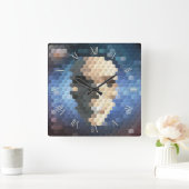 Abstract patroon schedel vierkante klok (Huis)