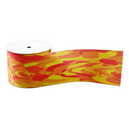 Abstract Patroon Sinaasappel Rood Geel Grosgrain Lint