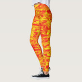 Abstract Patroon Sinaasappel Rood Geel Leggings (Links)