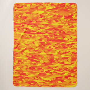 Abstract Patroon Sinaasappel Rood Geel Sherpa Deken