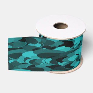 Abstract patroon turkoois zwart grosgrain lint