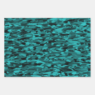 Abstract patroon turkoois zwart inpakpapier vel