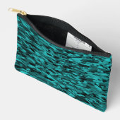 Abstract patroon turkoois zwart klein etui (Open)