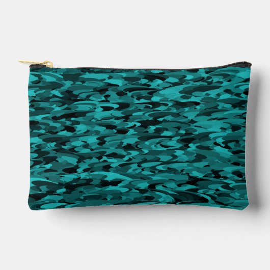 Abstract patroon turkoois zwart klein etui (Voorkant)
